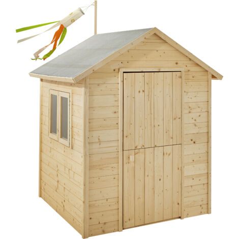 SOULET - Casita de Madera para Niños Garance 160x120x120 cm - Casita Infantil de Exterior - Cabaña de Madera para Jardín - Fácil Montaje - Diseño Clásico y Seguro