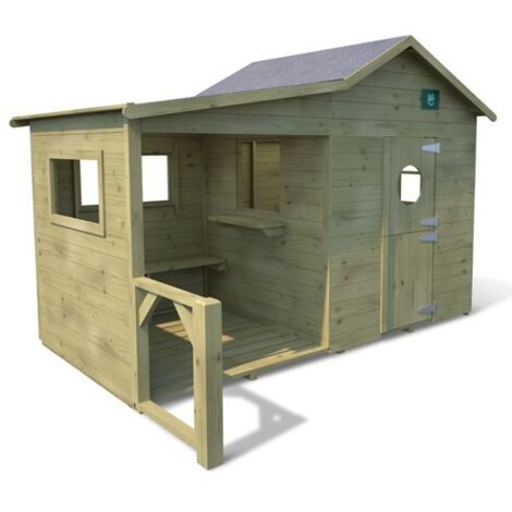 SOULET - Casita de Madera Infantil Hacienda 140x125x158 cm - Casita de Jardín para Niños con Porche y Banco - Madera Tratada Resistente - Certificación PEFC - Fácil Montaje