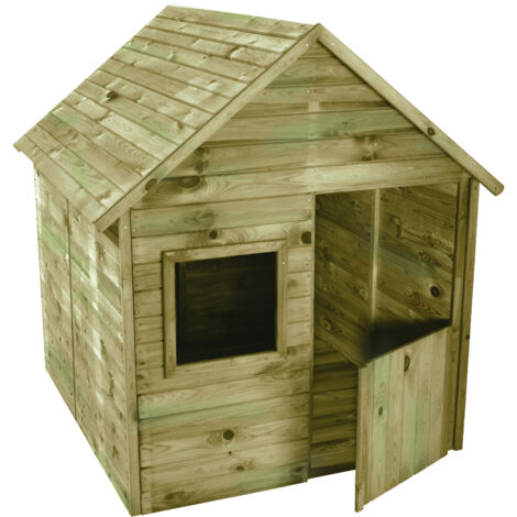 SOULET - Casita de Madera Tratada para Niños Marina 123x119x158 cm - Casita Infantil de Jardín con Suelo y Puerta - Madera de Pino Silvestre Certificada PEFC - Fácil Montaje