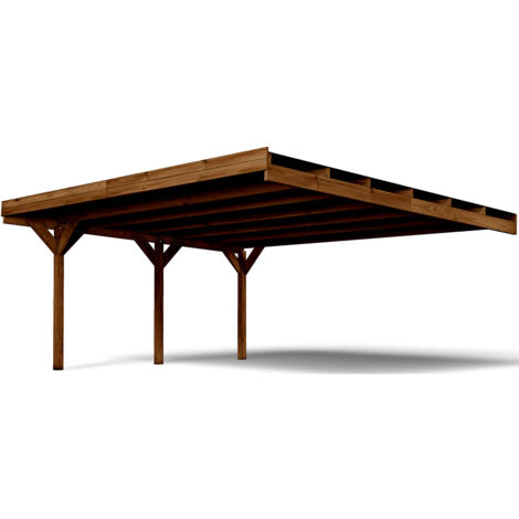 FOREST STYLE - Cochera Adosable Doble Victor 30,9 m² (6,02 x 5,11 x 2,52 m) – Madera de Pino Tratada – Techo de Policarbonato – Aparcamiento Cubierto para 2 Coches – Estructura Robusta y Duradera