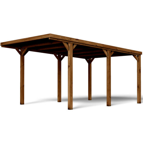 FOREST STYLE - Cochera Victor Individual de 16,5 m² (3,22 x 5,11 x 2,52 m) – Madera de Pino Tratada Certificación PEFC® – Techo de Policarbonato – Aparcamiento Cubierto para 1 Coche – Estructura Robus