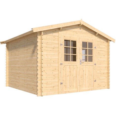 FOREST STYLE - Cobertizo de Jardín Vallo Modern 7,5 m² (3,10 x 3,02 x 2,26 m) – Madera de Pino Silvestre – Techo de Fieltro Bituminoso – Ventana Oscilobatiente – Puertas de Cristal – Cerradura de Acer (1/4)
