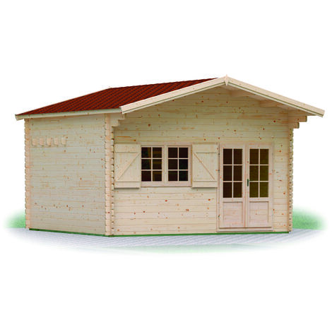 FOREST STYLE - Cobertizo de Jardín Jasmin Duplex 19,2 m² + 8,7 m² (5,70 x 4,76 x 3,31 m) – Madera de Abeto Nórdico – Diseño Dúplex con Entresuelo – Lamas de 44 mm – Construcción Robusta y Espaciosa (1/5)