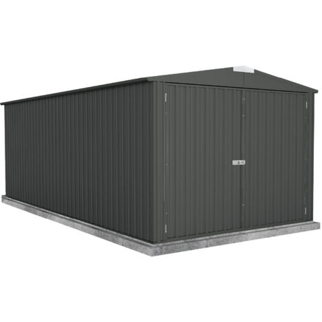 FOREST STYLE - Garaje de Acero Melton XL 17,6 m² (3,10 x 6,06 x 2,30 m) – Acero Zincalume Galvanizado – Resistente a la Corrosión – Techo a Doble Vertiente – Diseño Moderno en Gris Antracita