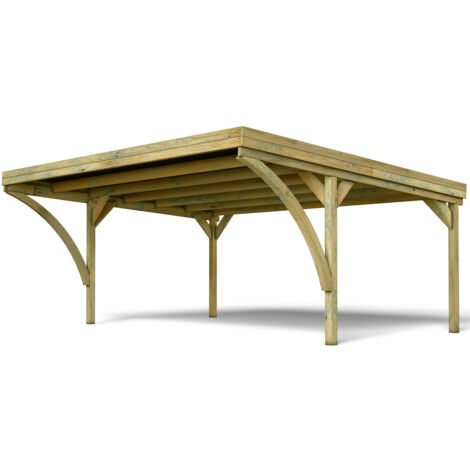 FOREST STYLE - Cochera Doble Victor Modern 30,9 m² (6,02 x 5,11 x 2,52 m) – Madera de Pino Tratada – Techo de Policarbonato – Aparcamiento Cubierto para 2 Coches – Estructura Robusta y Duradera