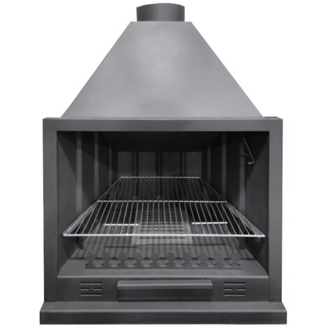 MF - Barbacoa de Leña Modelo A80 de 88 x 50 x 129 cm en Acero con Rejilla de Hierro Fundido, Parrilla de Asado, Control de Tiro y Pintura Anticalórica Negra