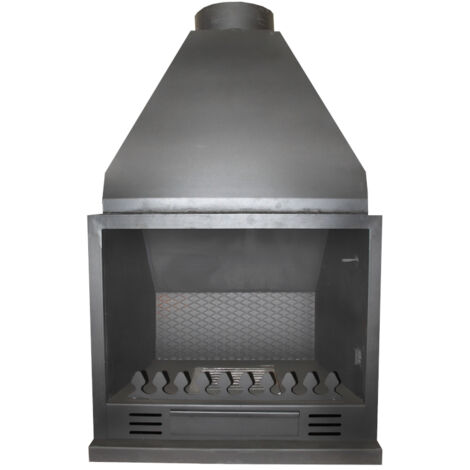 MF - Barbacoa de Leña Modelo B70 de 79,5 x 40 x 129 cm en Acero con Rejilla de Hierro Fundido, Parrilla de Asado, Control de Tiro y Pintura Anticalórica Negra