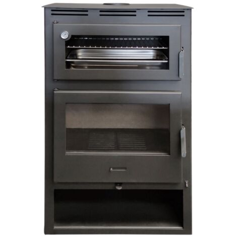 MF - Estufa de Leña con Horno y Turbinas Nadia de 13,4 kW con Visión Panorámica, Horno Refractario y Control Digital – Incluye 2 Turbinas, Termostato y Mando a Distancia