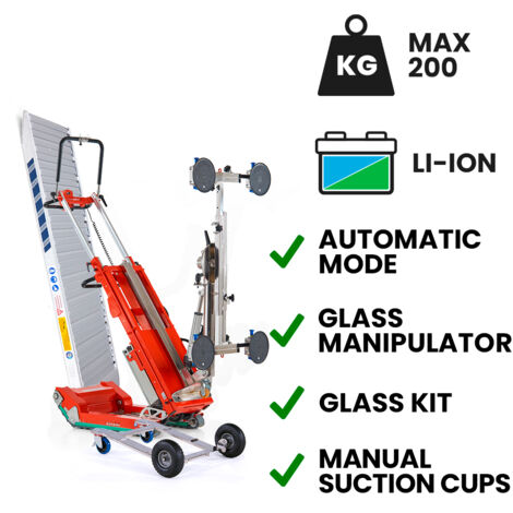 Carretilla sube escaleras eléctrica Skipper Lift GL para transporte e instalación de acristalamientos 3x2,7 m ventosas manuales 200 kg