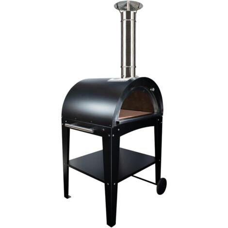 MF - Horno de leña exterior para pizzas y pan modelo Chef Junior negro con mesa para uso en jardín (1/5)