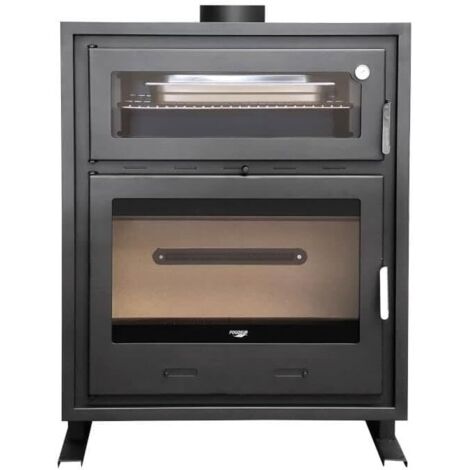 MF - Insertable de Leña con Horno Coral 90 de 13 kW para Chimenea Cassette con Función Cocina y Calefacción
