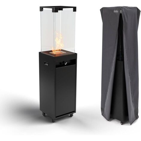 MF - Calefactor de gas exterior Faro hasta 8 kW portátil con vidrio templado negro