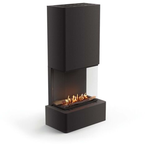 MF - Chimenea bioetanol automática independiente Vertis 4,1 kW panorámica 3 lados negra