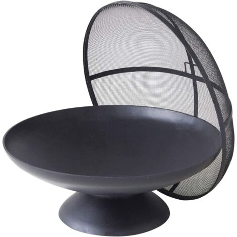 MF - Brasero JUNTO Ø58 cm Hierro Fundido - Con Campana Protectora - Estilo Clásico - Ideal para Leña o Carbón