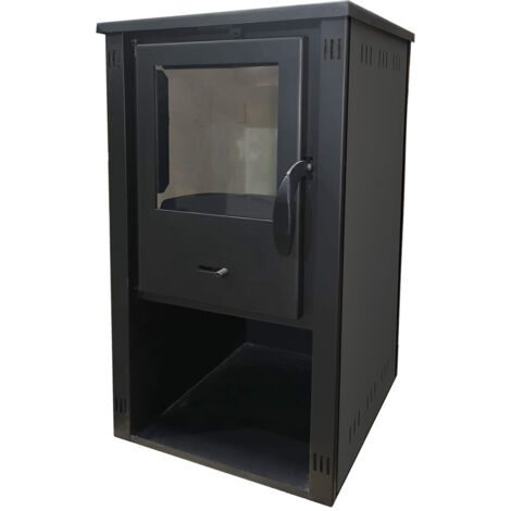 Estufa de Leña de Acero THALIA S de 5,4 kW y Salida Superior de 120 mm - Negra