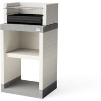 TUOZI - Barbacoa de Obra para Carbón Modelo PLAN 0 (Gris/Blanco - 59 x 47 x 113 cm) REF: T00869 - Uso en Exteriores