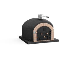 MOVELAR - Horno de Leña Exterior de Obra VESUVIUS (Negro - 120 x 120 x 85 cm) – Horno de jardín en hormigón, cocción al fuego, 3 mantas cerámicas, aislado con corcho - REF: M00416