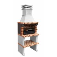 MOVELAR - Barbacoa de Obra Prefabricada de Leña y Carbón Modelo Liz XL (Gris, Naranja - 76 x 58 x 210 cm) REF: 3412/4 - Cocina de Exterior Compacta para Jardín, Terraza o Patio