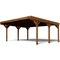 FOREST STYLE - Cochera Doble Victor 30,9 m² (6,02 x 5,11 x 2,52 m) – Madera de Pino Tratada – Techo de Policarbonato – Aparcamiento Cubierto para 2 Coches – Estructura Robusta y Resistente