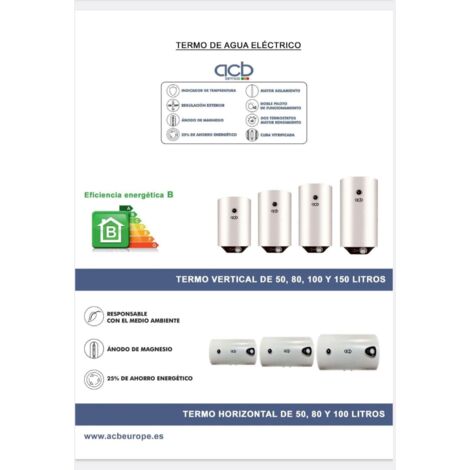 TERMO ELECTRICO 80 LITROS VERTICAL ACB EUROPE TN80V