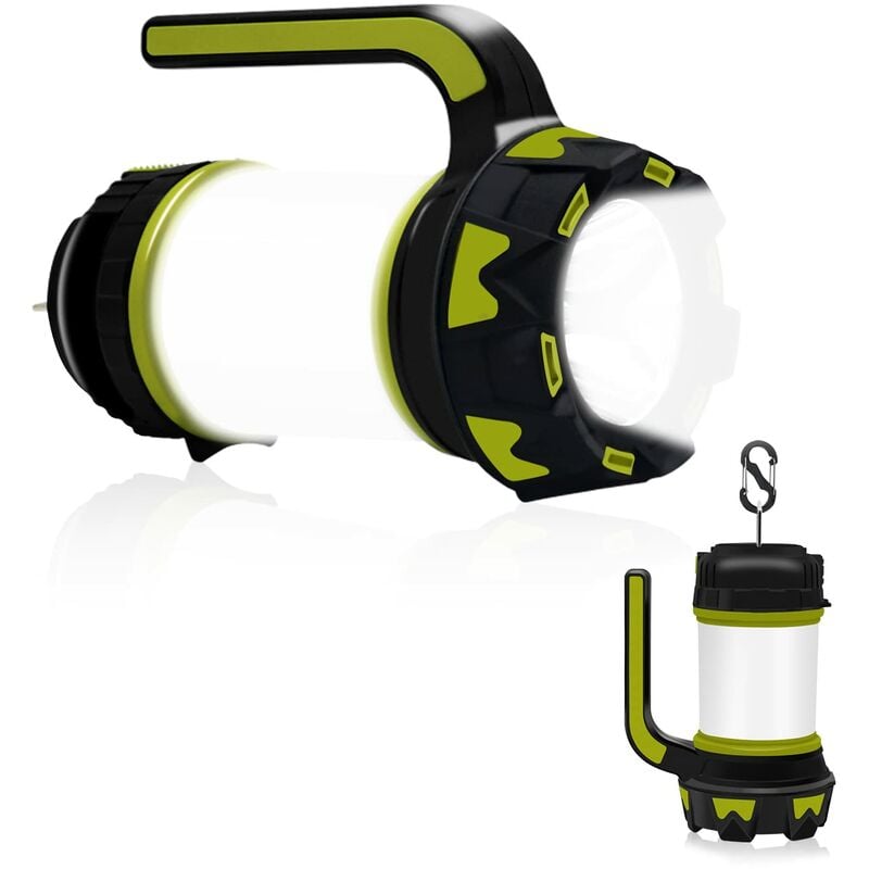 Caméra frontale frontale étanche IPX4 rechargeable mains libres avec lampe  de poche, batterie 4000 mAh, pour camping, randonnée, pêche (noir)