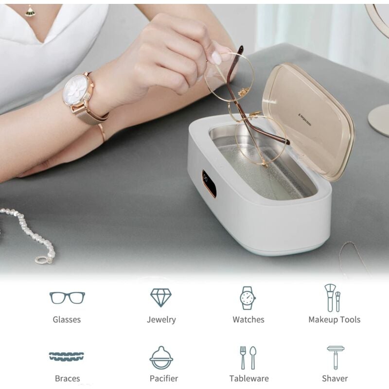 Superpure Nettoyeur ultrason pour lunettes et bijoux blanc