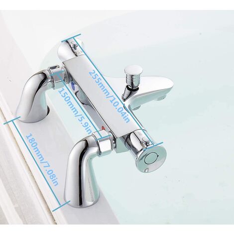 Mitigeur Thermostatique Baignoire, Robinet Thermostatique Bain Douche avec Bouton de Sécurisé à 38°C, Robinets de douche Thermostatique pour Baignoire, Laiton, Anti-brûlure