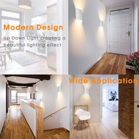 16W Applique Murale LED Intérieur Extérieur Huat en bas Applique Murale LED Moderne Blanc Chaud Étanche IP65 Intérieur Aluminium Appliques Murales pour Salon Escalier Couloir Chambre Jardin [Classe én