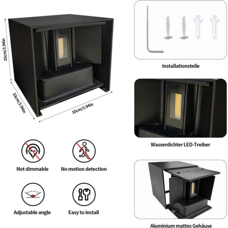 Applique murale LED 12 W moderne 3000 K réglable avec angle de faisceau, étanche IP65, montage en aluminium, applique murale LED pour couloir, salon, chambre à coucher, jardin (blanc chaud faisceau ) 