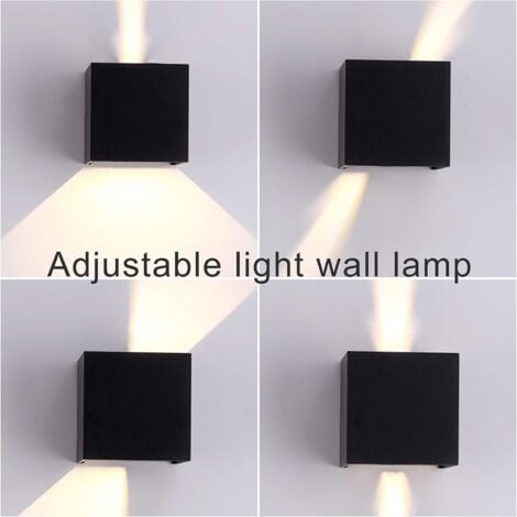 Applique murale LED 12 W moderne 3000 K réglable avec angle de faisceau, étanche IP65, montage en aluminium, applique murale LED pour couloir, salon, chambre à coucher, jardin (blanc chaud faisceau ) 