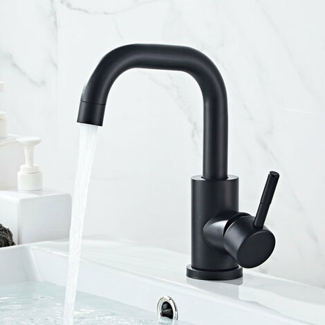 EMKE Robinet Salle De Bain Anthracite Mat - Mitigeur Lavabo Laiton Massif, Aérateur Économie D'Eau, Installation Facile