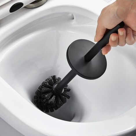 Toilette Porte-brosse Noire Balai Toilette WC en Acier INOX 304 Mural Imperméable Facile à nettoyer pour WC Salle de Bains Toilettes avec Support Brosse Antibactérienne