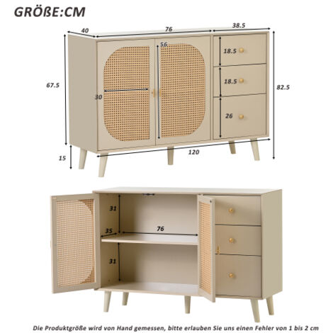 Commode 5 tiroirs 60x40x120 cm blanc crème - RWCommode