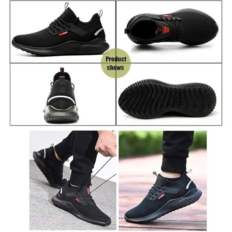 Chaussures de Sécurité Homme Femme Chaussures de Travail Légère Respirant Embout Acier Protection Basket de Securite （42  EU）