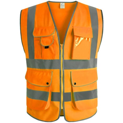 Gilet de sécurité orange avec poches sale