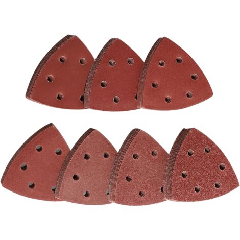 Lot De 60 Triangles Abrasifs Delta Auto-adhésifs - 93x93x93 Mm 6 Trous - Grains 40 à 240 - Pour Ponceuse Delta