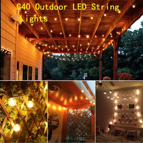 Guirlande Lumineuse Intérieur et Extérieur, Guirlande Guinguette de 25 G40 Ampoules Etanche 7.62M Blanc Chaud Décoration pour Patio,Café,Jardin,Parti,de Noël,Vacances