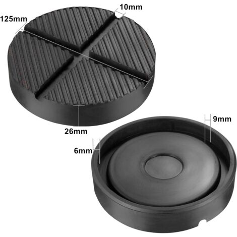 Bardusch-4PCS Tampon en Caoutchouc pour Cric de Voiture,120 mm Tampon Cric Coussin Stabilisateur, Patins de Support Patins de Cric de Grue,Convient pour Presque Toutes Les Carrosseries et Crics
