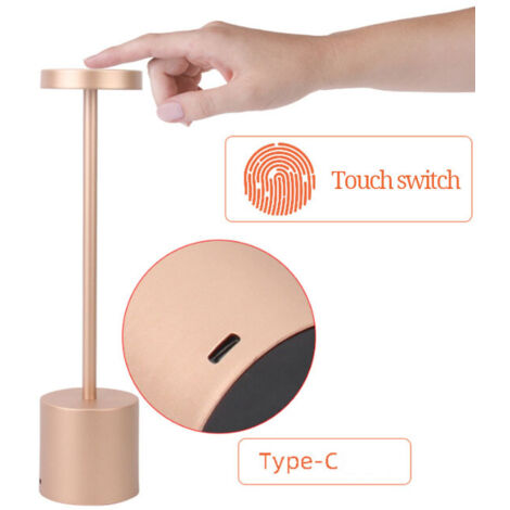 Lampe de bureau-Chargement USB Lampes de table sans fil, lampe de bureau LED rechargeable 1800mA , 3 modes de couleur