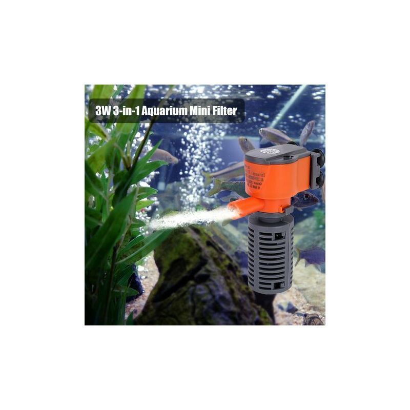 3W/5W 3-En-1 Mini Filtre Aquarium Poisson Éponge Filtre