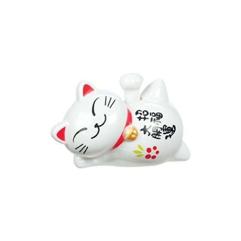 Statue de chat porte-bonheur japonais, mini/céramique/blanc/Maneki Neko,  tirelire pour chat fortune chanceux, chat accueillant la richesse pour  décoration de voiture, décoration de bureau, rouge : : Maison