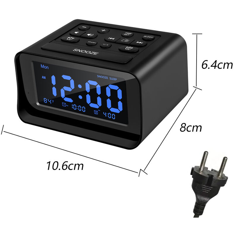 Radio-réveil avec 2 sorties USB et Thermomètre/Hygromètre digitaux