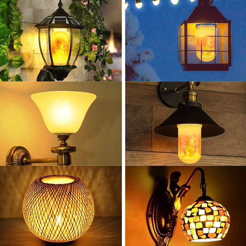 Ampoule de Flamme E27, LED Ampoule Effet Flamme avec 4 Modes d'éclairage,  Ampoules Décoratives Intérieur Extérieur pour Noël, fête de Mariage de