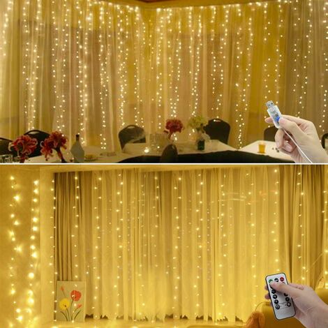 Rideau Lumineux - 300 LED 3M*3M Guirlande Lumineuse Rideau Pile Rideaux  Lumineux avec USB Télécommande 8 Modes Etanche Rideau Lumineuse Noel pour  Interieur Exterieur Fenêtre Fête Mariage en destockage et reconditionné  chez DealBurn