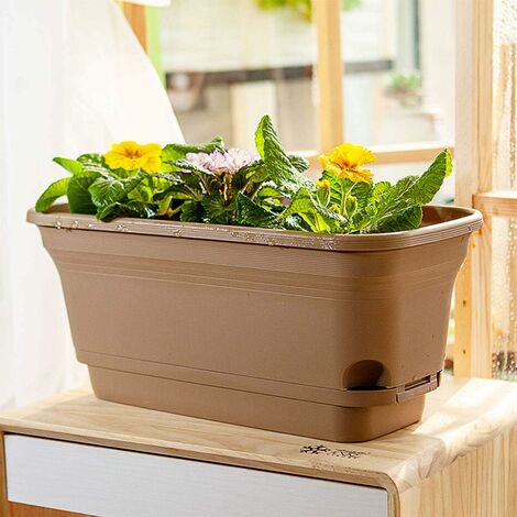 40CM Auto-Arrosantes Pot de Plante Jardinières rectangulaire en Plastique,  Pot de Fleur décoratif Moderne pour