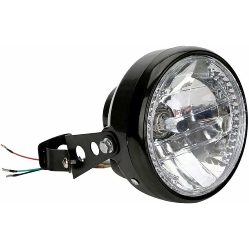 Phare rond 7 pour moto/moto, ampoule H4, lampe frontale avec montage  latéral