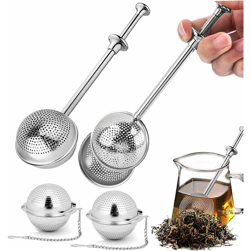 4 Infuseurs à Thé Inox avec Filtre à Mailles Fines  Mieux qu'une Boule à  thé, Sachet ou Théière passoire. Pipe diffuseur pour Mug Tasse Thermos,  Accessoire Inoxydable pour Tisane Infusion Herbe