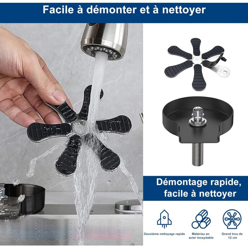 Rinceur De Verres FONTOP Pour Évier - Acier Inox - 9 Jets Rotatifs - Pour Bar, Café