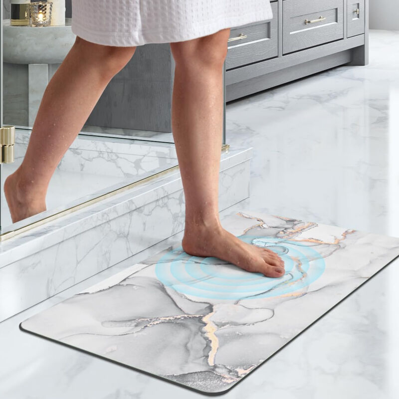 Tapis De Bain DEXI 40x60cm Antidérapant - Super Absorbant Sèche Rapide - Gris Clair Pour Salle De Bains