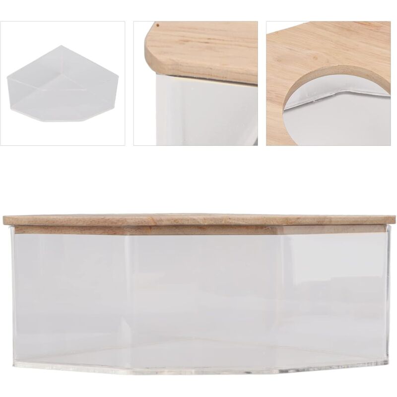 CCYKXA Salle de bain pour hamster, boîte de bain pour hamster transparente Ventilateur à angle droit en acrylique pour salle de bain en sable pour hamster pour petit animal de compagnie Hamster 15 x 1 2